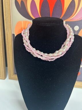 Miriam Haskell pink faux pearl choker